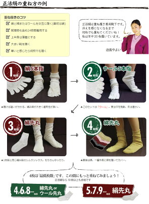 【冷えとり靴下4足セット】正活絹2枚目ウール(M)841【あす楽】