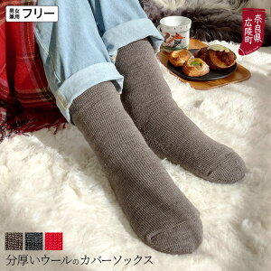 冷えとり靴下 分厚いウールのカバーソックス 冷えとり オーバーソックス レディース メンズ 大きいサイズ 秋 冬 暖かい あったか 内側パイル 冷え対策 防寒 毛糸の靴下 重ね履き靴下 厚手 かかと 日本製 841[I:9/10]