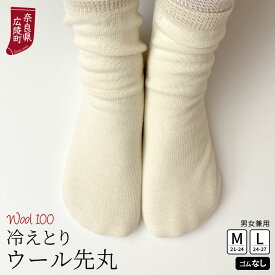 冷え取り靴下 ウール先丸ソックス 靴下 レディース メンズ ウール100% 冷えとり 暖かい あったか 防寒 蒸れない ゴムなし かかとなし ゆったり 日本製 M/L 841[I:9/40]
