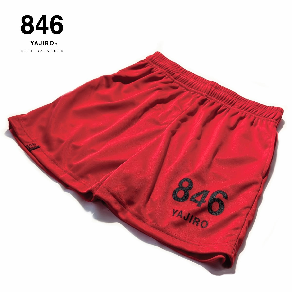 846YAJIRO スポーツウェア New Training Half pants Red (Unisex) トレーニング ハーフパンツ パンツ  ポリエステル スポーツパンツ レッド メンズ レディース ユニセックス 男女兼用 スポーツウェア ジョギング ランニング ヨガ ウェア 吸汗 吸水  速乾