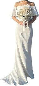 88flix マーメイドドレス ウエディングドレス 二次会 ホワイト 白 前撮りドレス 海外挙式 細身え ドレス ワンピース 前撮り