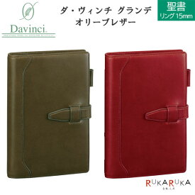 *在庫限り* ダ・ヴィンチ グランデ オリーブレザー 聖書サイズシステム手帳 リング径15mm [全2色]レイメイ藤井 24-DB3027* 【送料無料*】名入れ手帳 ギフトボックス入り 国産本革 クロス付き ダヴィンチ 65_C