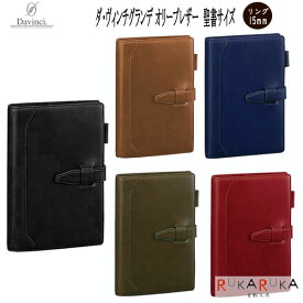 ダ・ヴィンチ グランデ オリーブレザー 聖書サイズ システム手帳 リング径15mm[全5色]レイメイ藤井 24-DB3027＊ 【送料無料*】 名入れ手帳 ギフトボックス入り 国産本革 豚革 クロス付き ダヴィンチ