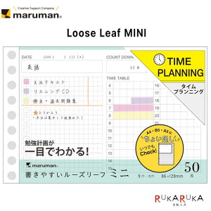 ルーズリーフ タイムプランニング ミニ /50枚タイムプランニング(表面)/5mm方眼罫(裏面)maruman<マルマン>41-L1438【ネコポス可】計画 ルーズリーフ MINI カスタマイズ 書きやすい