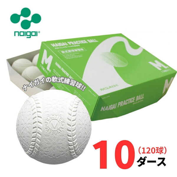 【練習球】ナイガイ 軟式野球 プラクティスボール M号 10ダース(120球) 一般・中学生向け M球 練習球 【抗菌】【送料無料】 ラッピング不可