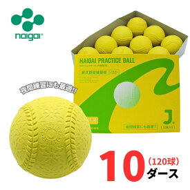 ナイガイ 軟式野球 プラクティスボール J号 (イエロー) 10ダース(120球) 学童・小学生向け J球 ジュニア 練習球【抗菌】【送料無料】 ラッピング不可
