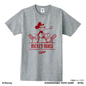 【マラソン期間エントリーでP5倍】MICKEY MOUSE×広島東洋カープ Tシャツ(ひとやすみ) 杢グレー 大人用