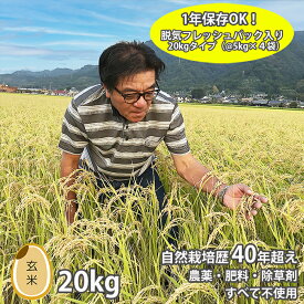 【10周年企画25930円→22800円】新米 令和5年 無農薬 米 自然栽培 備蓄米 稲本 一号 玄米 20kg 新米 令和5年 産 自然農法 無農薬米 一等 一等米 熊本県 産 送料無料 脱気フレッシュパック入り (@5kg×4袋) 農薬不使用