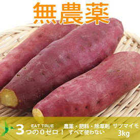 無農薬 自然栽培「 サツマイモ 」【 3kg 】～埼玉県産　※常温発送可　埼玉県産　3980円以上送料無料 無肥料 無除草剤