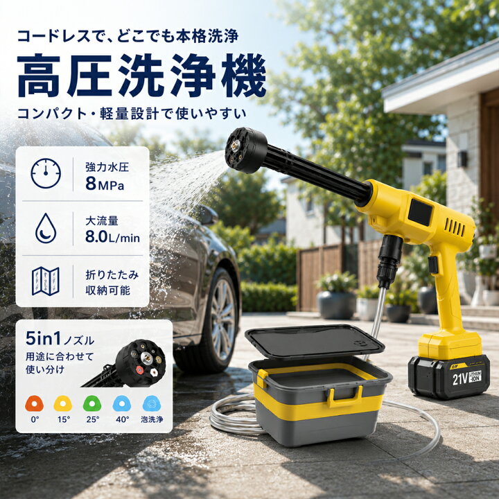楽天市場】【2026最新】高圧洗浄機 充電式 コードレス 充電式 