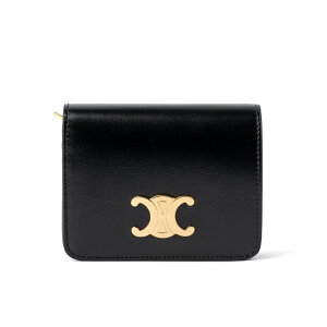Celine �Z���[�k ���z ���f�B�[�X ��܂���z �R���p�N�g �E�H���b�g �g���I���t �u���b�N ���U�[ �{�v 10K623DPV.38NO TRIOMPHE COMPACT WALLET BLACK �M�t�g �v���[���g