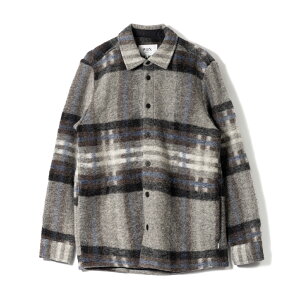 [�S�i�N�[�|��&�|�C���g5�{ 26���܂�] WAX LONDON ���b�N�X�����h�� NOLAN OVERSHIRT WOOL CHECK AW25-OSH-NOL-BZF �I�[�o�[�V���c �E�[�� �j�b�g �`�F�b�N �����Y �H�~ AW25 ��
