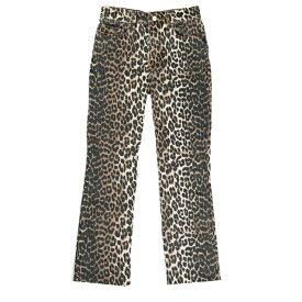 [2,500円クーポン対象&ポイント5倍 11日まで] GANNI ガニー Print Denim Betzy Cropped J1059 ジーンズ Leopard ヒョウ柄 ハイウエスト クロップド フレアデニム レディース ボトムス オーガニックコ