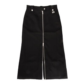 [3,000円クーポン対象&ポイント5倍 11日まで] GANNI ガニー BONDED CREPE LONG SKIRT W0240 ブラック ロングスカート ボンデッドクレープ ベルトループ ジップ サイドポケット バックポケット ロゴ レディース