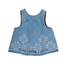 [3,000円クーポン対象&ポイント5倍 11日まで] GANNI ガニー Broderie Anglaise Denim Top J1710 Light Blue Stone ブルー レディース タンクトップ デニム ノースリーブ 丸ネック 刺繍入り