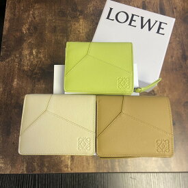 [3,000円クーポン対象&ポイント5倍 11日まで] LOEWE ロエベ C510Z41X12 PUZZLE EDGE COMPACT ZIP WALLET パズル エッジ コンパクト 財布 ラウンドファスナー ウォレット カーフスキン サハラ アニス