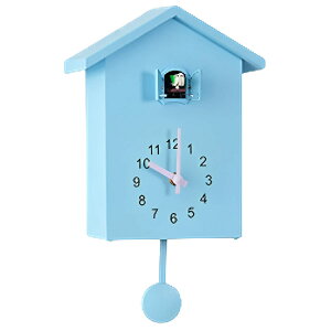 MIMIA 鳩時計 掛け クロック 静音 置き 2Way 振り子 可愛い ストレス 北欧 インテリア アンティーク 時計 ブルー