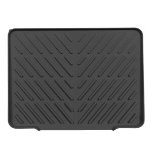 ateena 水切りマット キッチン 食器 水切り シンクマット シリコン 耐熱 シリコンマット 流し台 台所 調理台 (ブラック, 40cm×30cm)