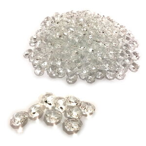 (エスネット) クリスタル 八角 ビーズ クリア 14mm 二つ穴 アクセサリー のれん 手芸 ガラス 透明 シャンデリア デコ パーツ SN-262-CB