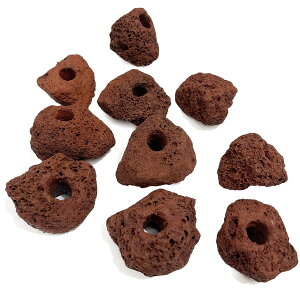 モデルノ ラ テール 溶岩石 穴あき アクアリウム オブジェ 置物 水槽 石 水槽用 レイアウト 穴あき溶岩 小粒 黒 赤 おしゃれ メダカ YM-299-AY