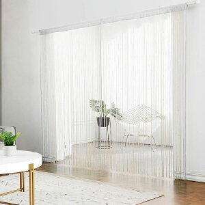 S-NET ひも のれん ストリングカーテン 目隠し 仕切り 幅1m 長さ2m つっぱり 固定 長さ調節 カット 可能 スクリーン 間仕切り SN-333-HN