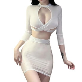 [MO FACTORY] ミニスカート セットアップ Tバック付きコーデ 上下セット 秘書 スケスケ スーツ 透けるスカート タイトスカート ボディコン ミニ セクシー