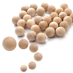 Alpha Depot 木製 ボール 球体 クラフトボール 玉 ウッドボール 穴なし木製ビーズ DIY