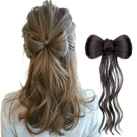 髪飾り リボン ポニーテール クリップ ヘアクリップ 三つ編み 巻き髪 シニヨン つけ毛 部分ウィッグ ポイントウィッグ 簡単装着 ウィッグ 人工毛 七五三 浴衣 着物 和装 入園 卒園 発表会 子供 キッズ ダンス フラダンス