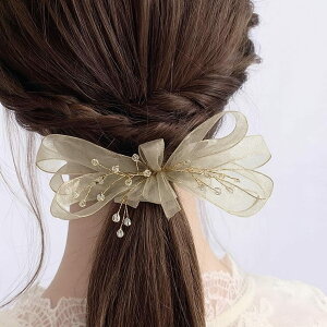 Alpha Depot ヘアクリップ 髪飾り チュールリボン ヘアアクセサリー 韓国風 レディース キッズ 可愛い おしゃれ 結婚式 発表会 パーティー 通勤 通学 ギフト