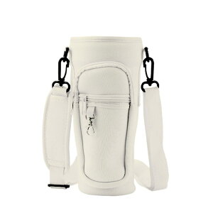 【ドリンクもスマホもこれ1つ】スマホも入る多機能水筒カバー 軽量 撥水 500mlペットボトル対応 2ポケット式 エクリュホワイト