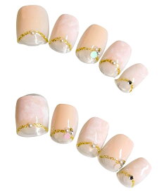 ゆずネイル ネイルチップ つけ爪 両面テープ1枚付属 シンプル 可愛い【日本製】I08016-R-C (ピンク系2)