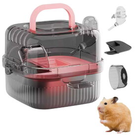 ateena ハムスター ケージ 小動物 キャリーケース ペットキャリー ウサギ ハリネズミ お出かけ 持ち運び 給水器 付き