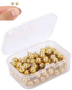 Chocople 画鋲 画びょう 石膏ボードピン 押しピン 穴が目立たない 鏡面仕上げ 100個入り (ゴールド)