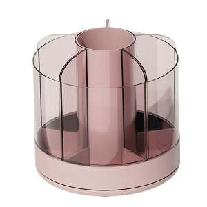 Akaaka ペン立て 360度回転 鉛筆立て ペンスタンド 大容量 分類収納 小物整理 多機能 卓上収納 オフィス 化粧品 化粧ブラシ コスメ 省スペース(ピンク)