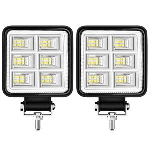 Quikaboo ワークライト 144w 12v-24v 3000 ルーメン 2個 爆光 ステー付き スポットライト 作業灯 路肩灯 補助灯 投光器 デイライト 角度調整 ダンプ トラック