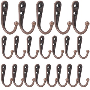 ルボナリエ アンティーク 壁掛けフック 20個セット 高耐荷重 鍵 コート 帽子 玄関 浴室 キッチン ネジ付き
