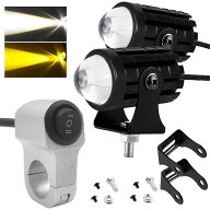 PIENSE バイク フォグランプ LED 2個/スイッチ付き 小型 防水 ホワイト イエロー ハイ/ロー切替