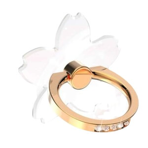 スマホリング サクラ 桜 携帯リング 回転 かわいい おしゃれ ストーン 透明 指輪 スタンド 落下防止 iPhone