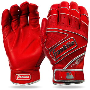 (Adult Small, Chrome Red) - Franklin Sports MLB Powerstrap Baseball Batting Gloves