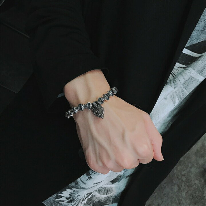 楽天市場】メンズ ブレスレット ブランド スカル 髑髏 ドクロ 革  