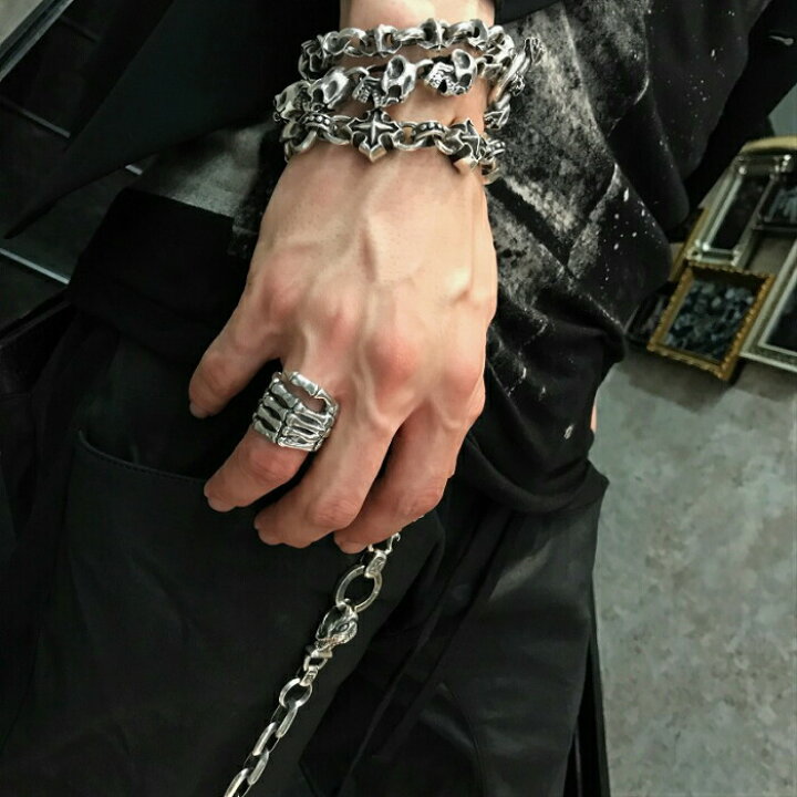 楽天市場】メンズ シルバーアクセサリー スカル 骸骨 リング ロック 