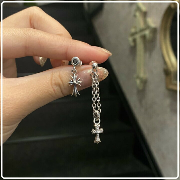 楽天市場 メンズ ピアス 片耳 シルバー925 Silver925 Cross Drop Pierce ブラックcz シルバークロスドロップピアスアクセサリー シルバーアクセサリー925広島