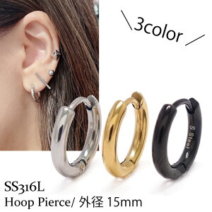 yЎpzt[vsAX ܂ Y fB[X AM[ΉsAX AM[ΉyT[WJXeX SS316Lz15mm Plain Hoop pierce 3J[ T[WJXeXsAX Vv