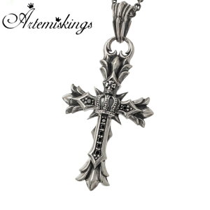 メンズ レディース ネックレス クロスペンダント クロス 十字架 クラウン 王冠 シルバーアクセサリー 【Artemis Kings アルテミスキングス】クロスクラウンペンダント AKP0136 ブランド※トップ
