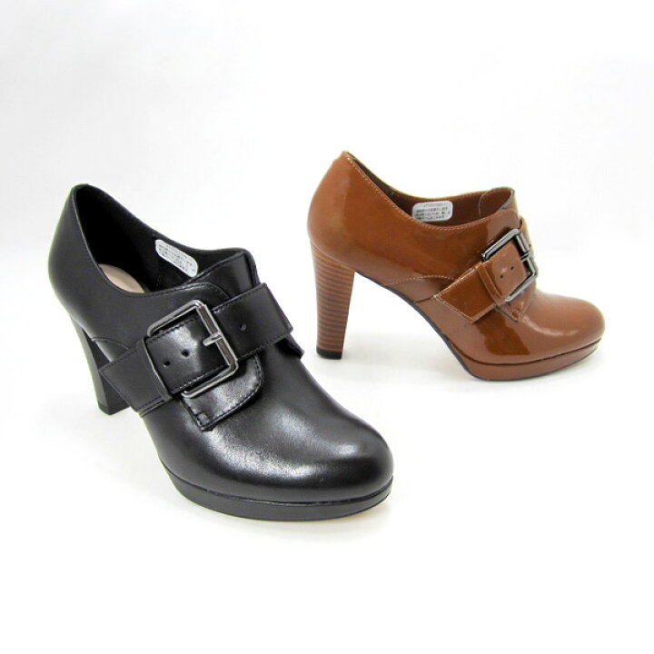 楽天市場 パンプス ヒール 厚底 マニッシュ ヒールローファー バックル Clarks クラークス 766f エナメル ブラウン レディース クラークスセール くつ屋エムオーシー