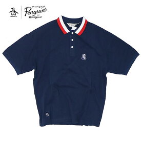 【即納】Penguin by Munsingwear ペンギン バイ マンシングウェア TRICOLOR COLLAR BIG POLO SHIRT トリコロールカラービッグポロシャツ NAVY ネイビー ポロシャツ ゴルフ メンズ 【正規取扱店】