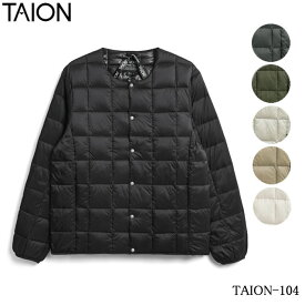 ★最大100％ポイントバック！？要エントリー★【即納】TAION タイオン MENS CREW NECK DOWN JACKET メンズ クルーック ダウン ジャケット インナーダウン ビジネス アウター ベーシック クルーネックボタン インナーダウンジャケット ユニセックス メンズ レディース