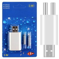 【お買い物マラソンP2倍】2本同時USB充電式 電気ウキ用ピン型 リチウム電池 CR425 充電器＋電池2本 互換…