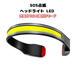軽量 ヘッドライト LED 充電式 USB 3種点灯モード 90g 小型軽量 へっどらいと 高輝度 アウトドア用ヘッドライト 最大4時間使用可能 SOS点滅 ヘッド ライト 釣り 登山 作業灯 懐中電灯 防災 停電