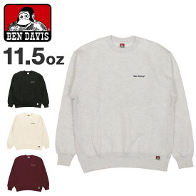 BEN DAVIS スウェット メンズ ベン・デイビス トレーナー 11.5oz ヘビーウェイト 裏起毛 ブランド ロゴ クルーネック 丸首 かっこいい カジュアル 秋 冬